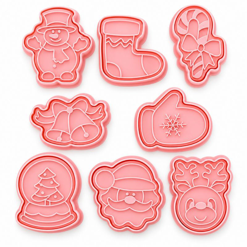 Christmas Cookie Cutter & Embosser Set 8pc Assorted