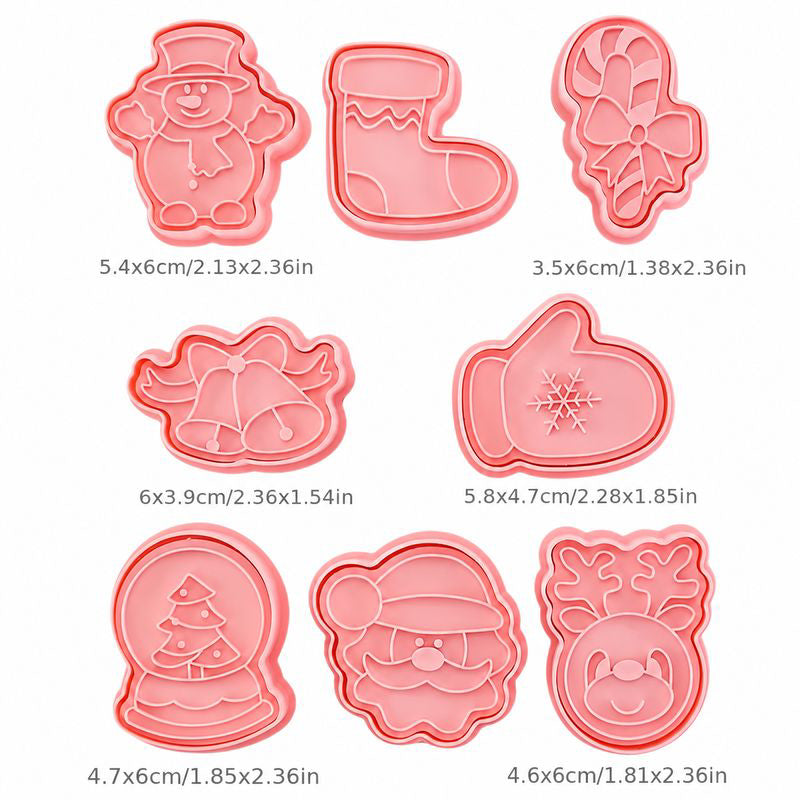 Christmas Cookie Cutter & Embosser Set 8pc Assorted