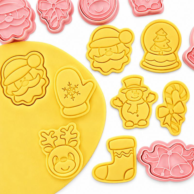 Christmas Cookie Cutter & Embosser Set 8pc Assorted