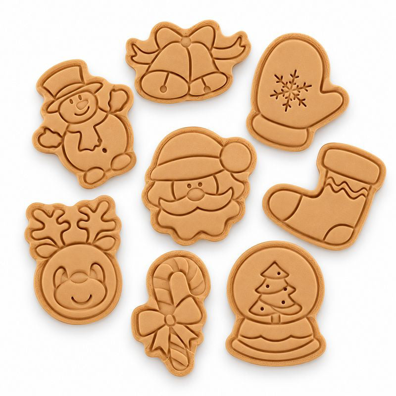 Christmas Cookie Cutter & Embosser Set 8pc Assorted