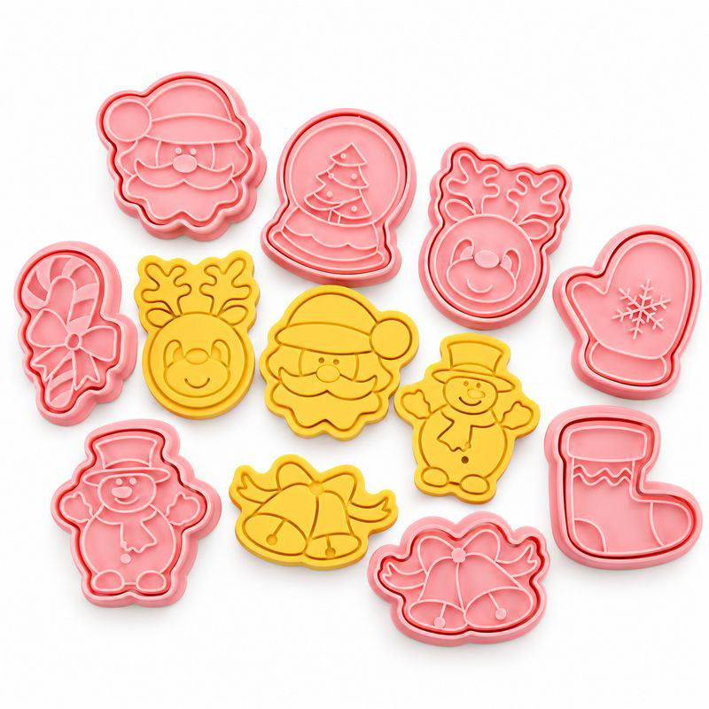 Christmas Cookie Cutter & Embosser Set 8pc Assorted