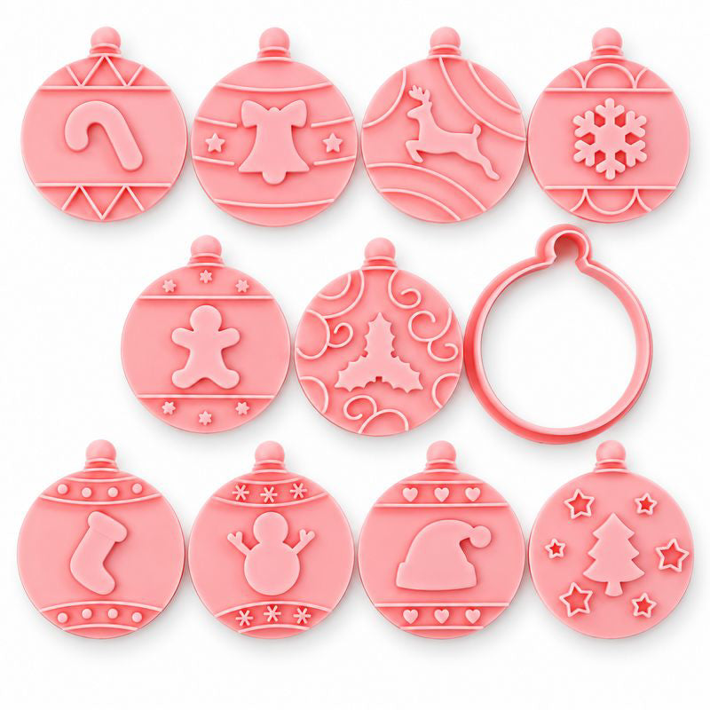Christmas Ornament Cookie Cutter & Embosser Set – 11 Piece
