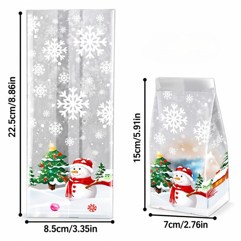 Clear Snowman Christmas Treat Bags – 7 x 15cm 5 Pack