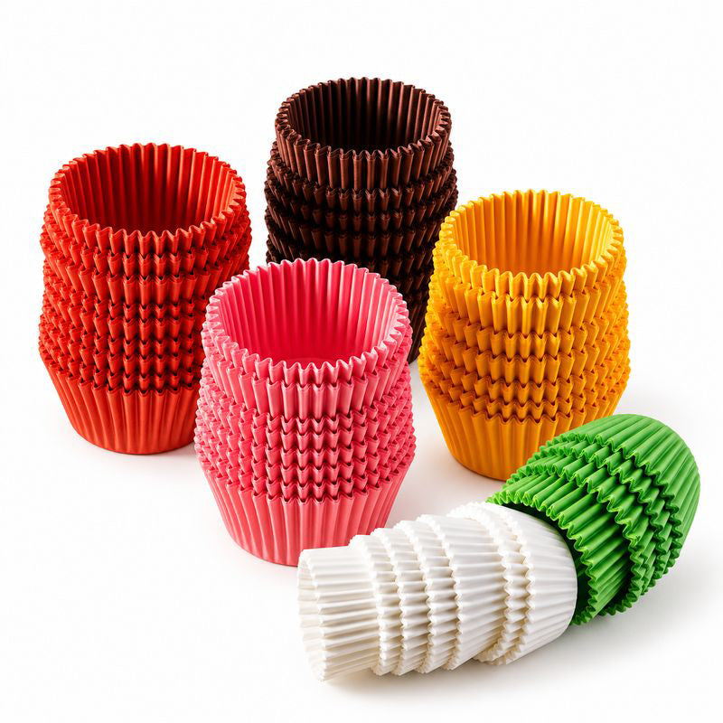 Multicoloured Cupcake Cases – Assorted Colours 100pcs -Pink, Orange, Brown and R