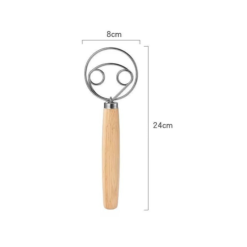 Danish Dough Whisk Wooden Handle 24cm