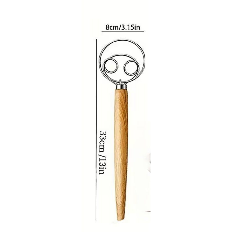 Danish Dough Whisk Wooden Handle 33cm