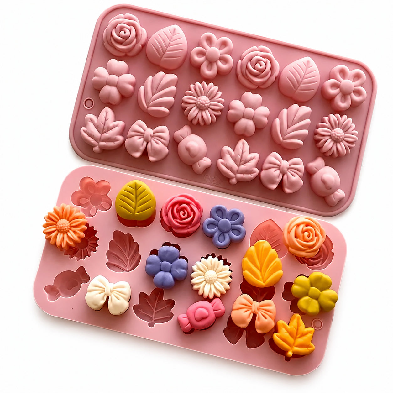 Floral & Leaf Silicone Mould – 18 Cavity