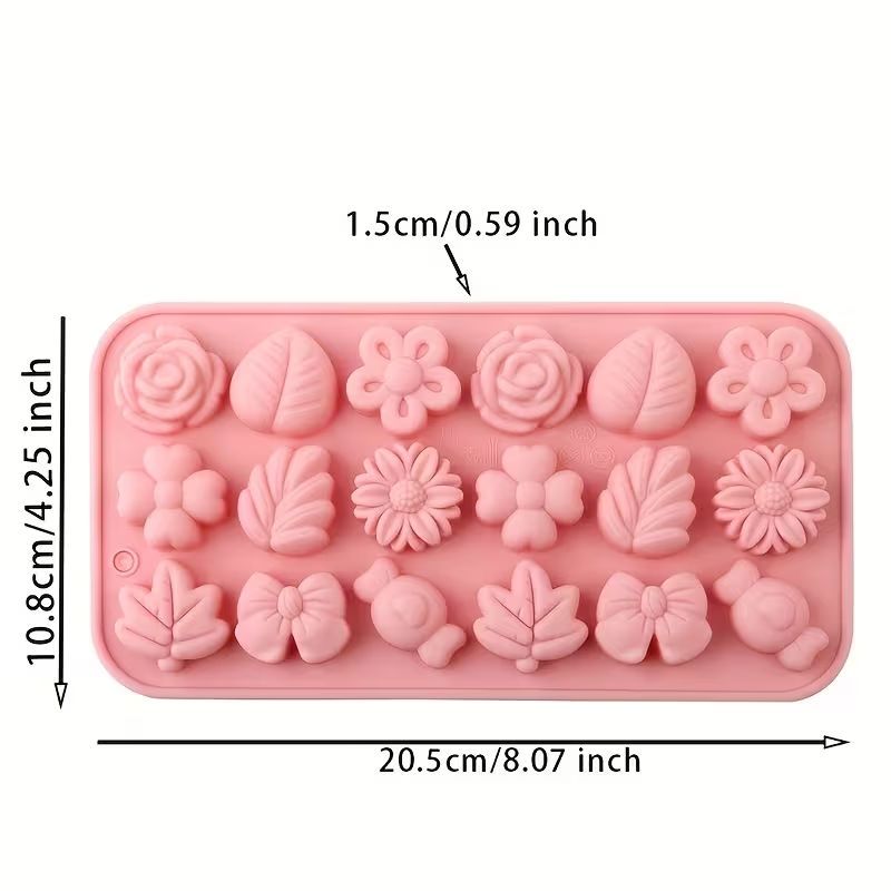 Floral & Leaf Silicone Mould – 18 Cavity