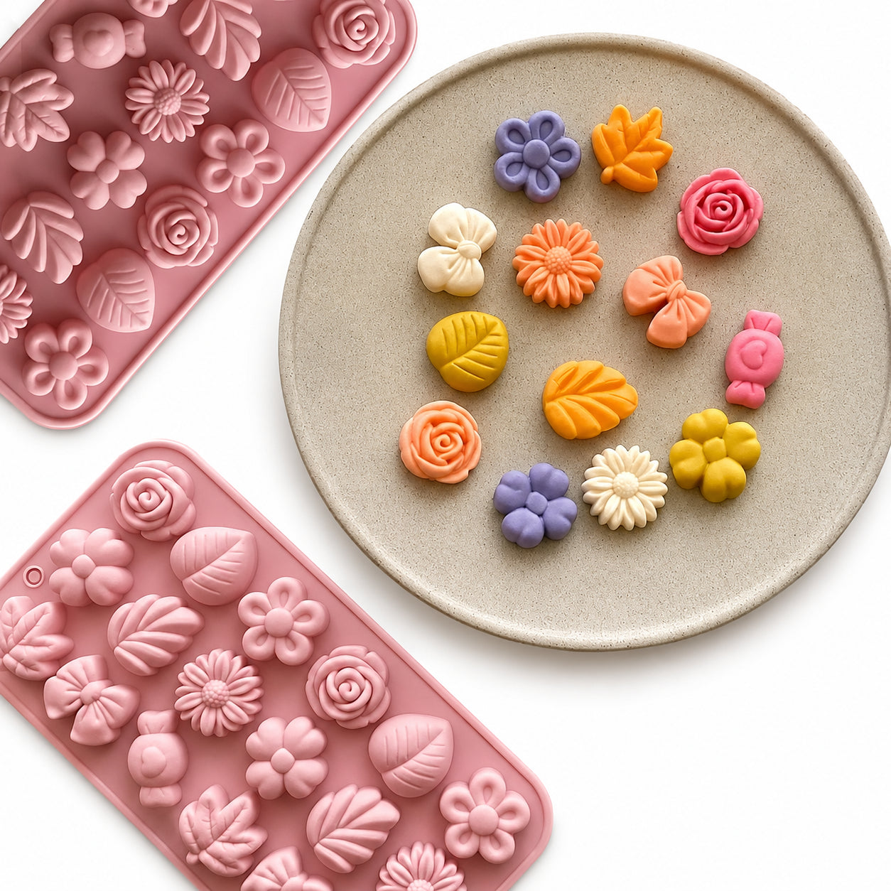 Floral & Leaf Silicone Mould – 18 Cavity