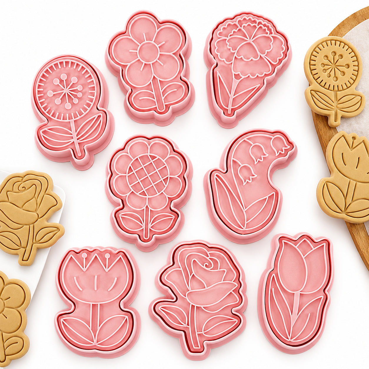 Floral Cookie Press Set 8 piece