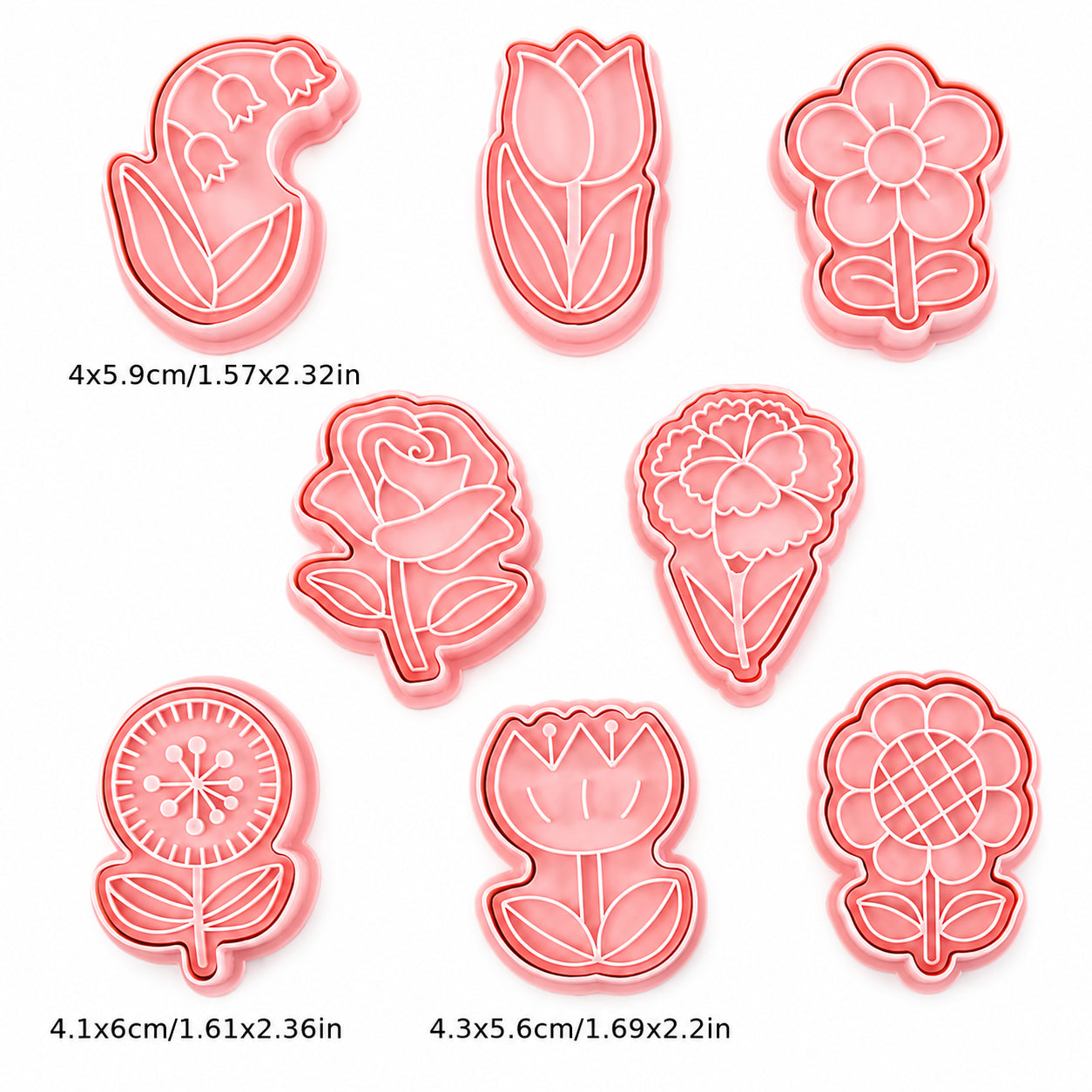 Floral Cookie Press Set 8 piece