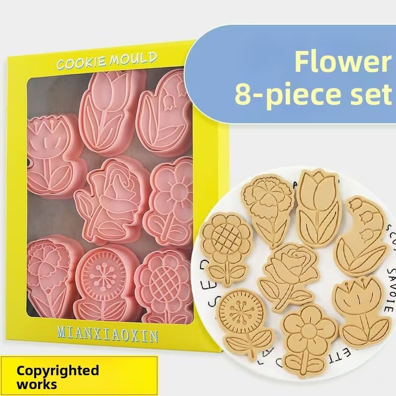 Floral Cookie Press Set 8 piece