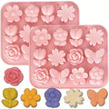 Flower & Butterfly Silicone Mould Large 12 Cavity