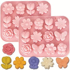 Flower & Butterfly Silicone Mould Large 12 Cavity