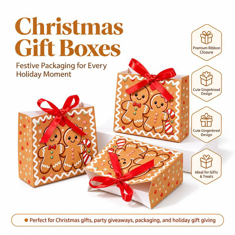 Gingerbread Man Christmas Gift Bags Pack of 5