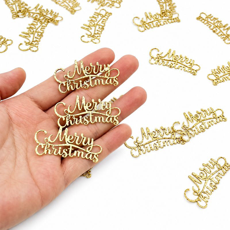 Gold Merry Christmas Confetti Toppers 5 Pack
