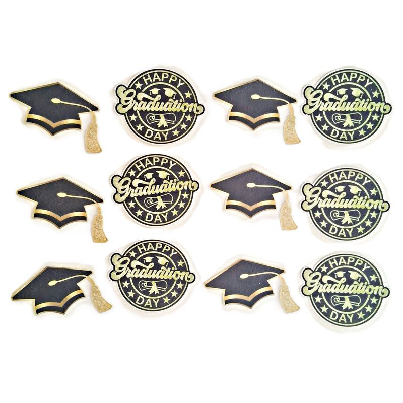 Cupcake Toppers - Edible Wafer Top - Graduation 12pk