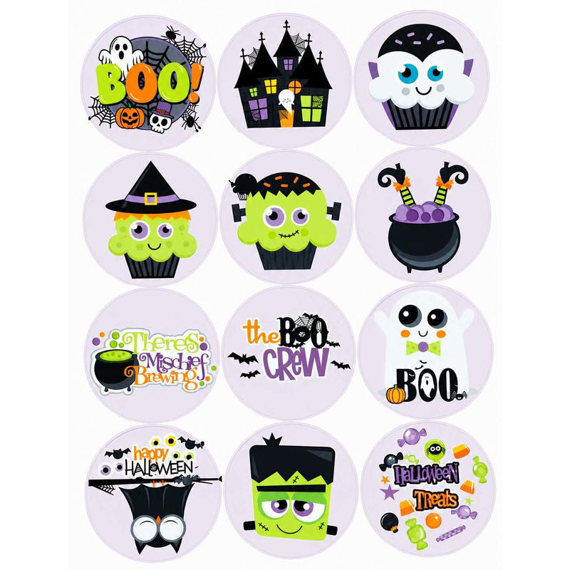 Cupcake Toppers - Edible Wafer Top - Halloween 2 12pk