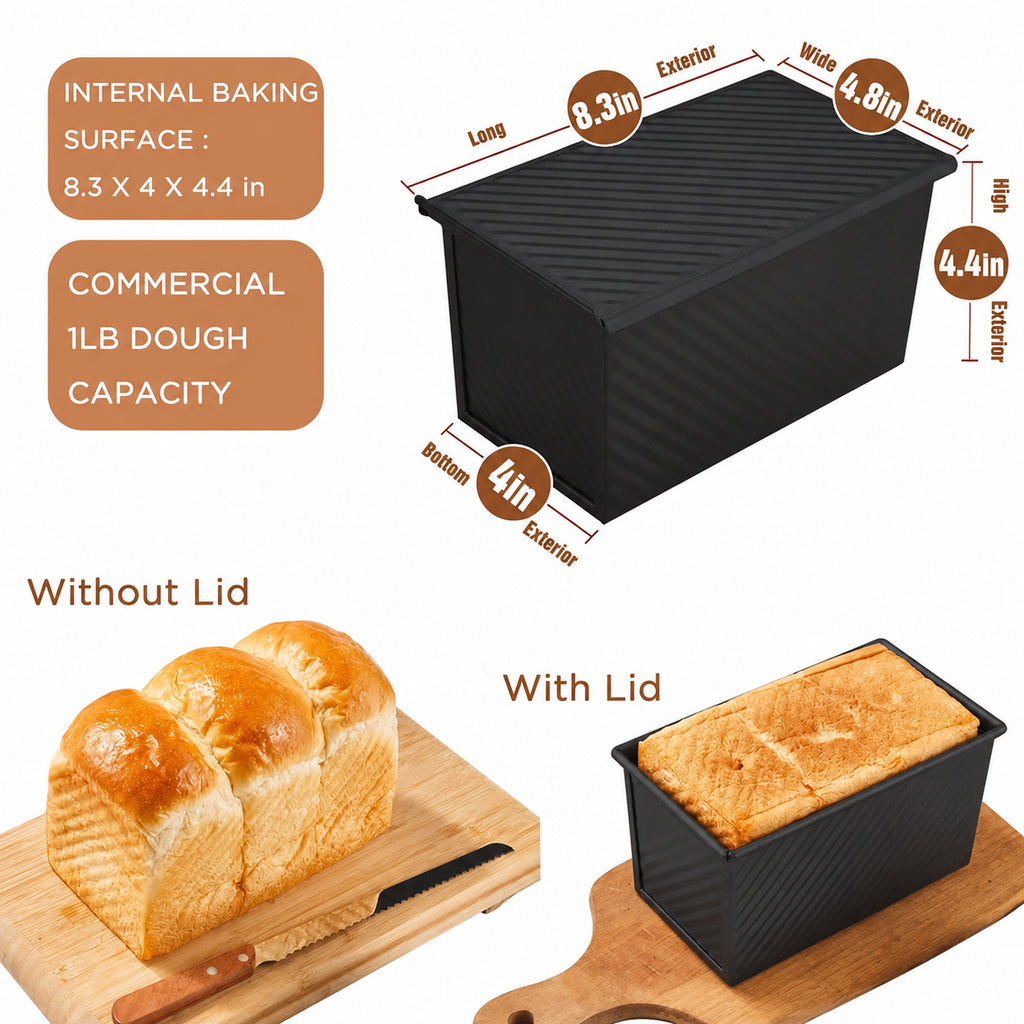 Non-Stick Bread Loaf Tin with Lid – 19.1 x 10.7 x 11cm
