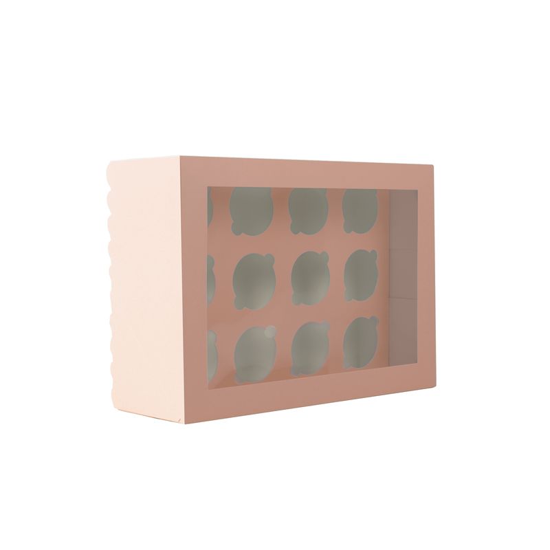 Papyrus & Co Tall Scalloped Cupcake Box - 12 Hole - Pastel Pink