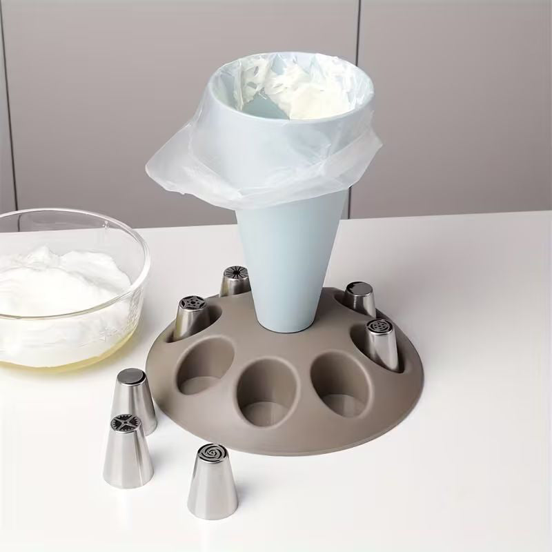 Piping Bag & Decorating Tip Holder - Black