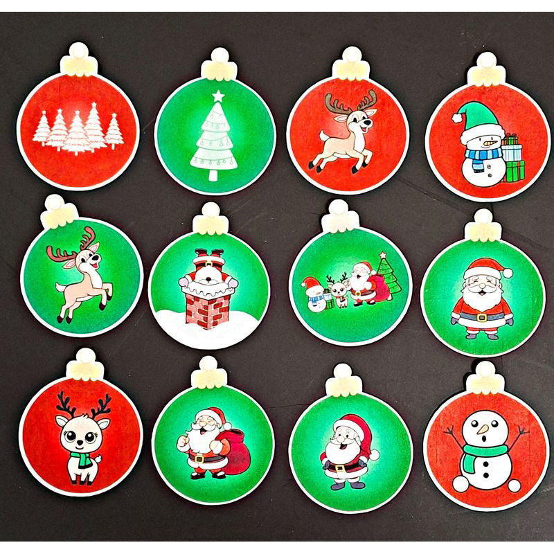 Cupcake Toppers - Edible Wafer Top - Christmas Baubles - 12pk