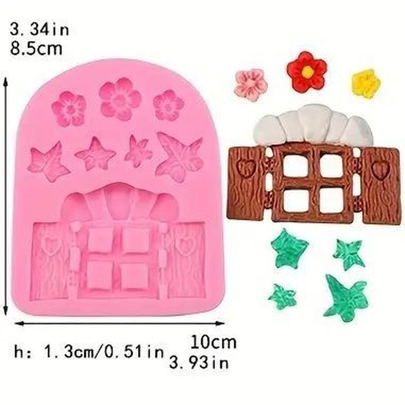Silicone Mould – Fairy Window & Flowers