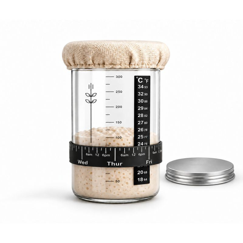 650ml Sourdough Starter Jar Set with Metal & Cloth Lid