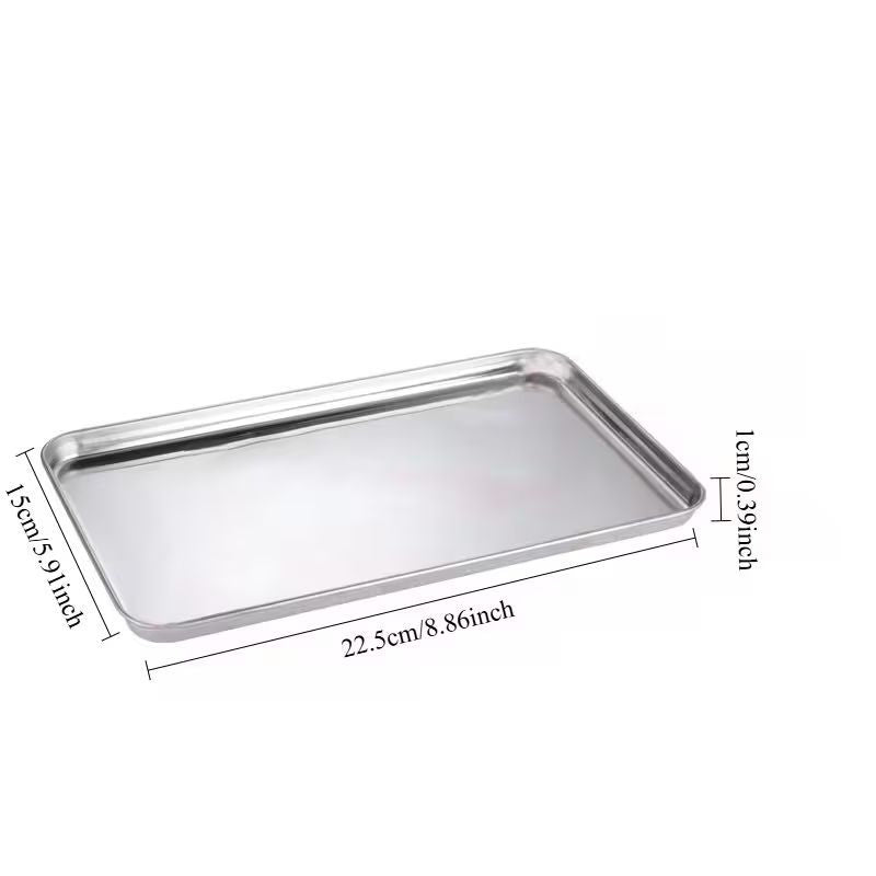 Stainless Steel Prep Tray – 22.5 × 15 × 1 cm