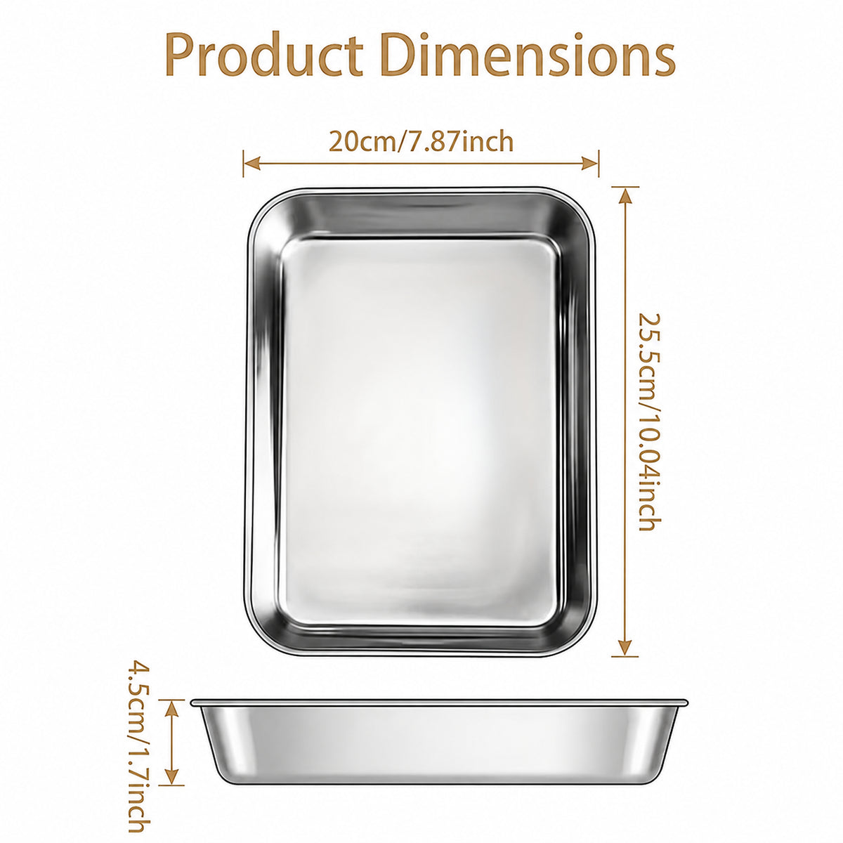 Stainless Steel Prep Tray - 25.5 x 20 x 4.5cm